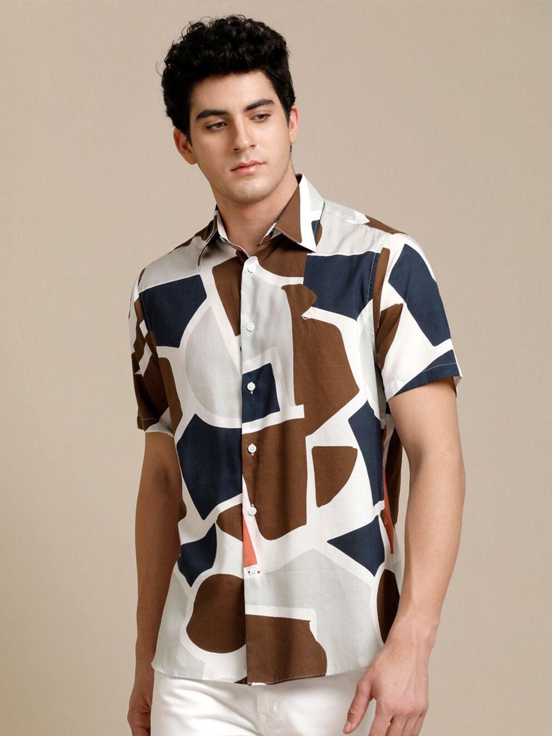 aldeno abstract printed cotton comfort opaque casual shirt