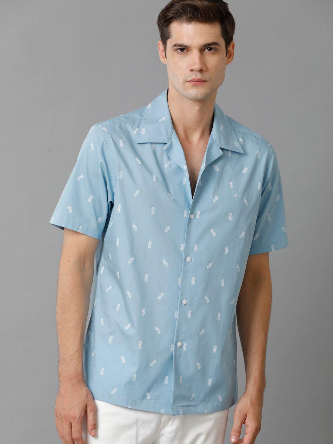 aldeno comfort conversational printed pure cotton casual shirt