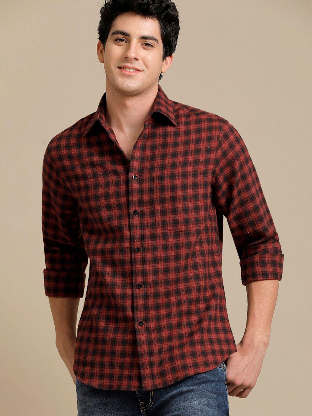 aldeno comfort fit buffalo checked casual pure cotton shirt