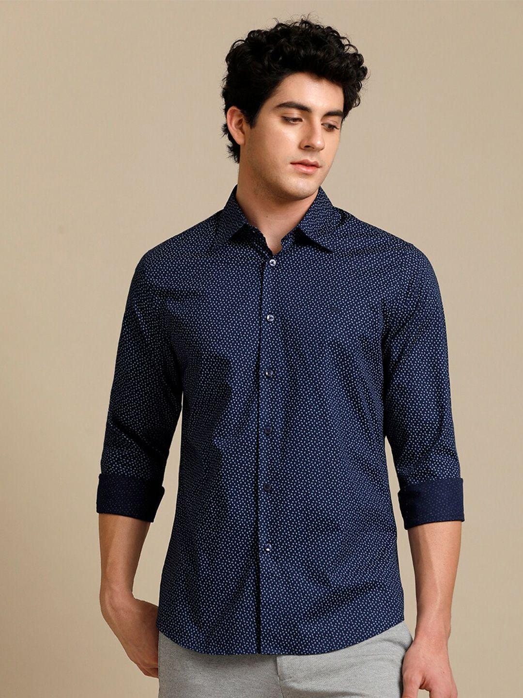 aldeno comfort fit micro ditsy printed casual pure cotton shirt