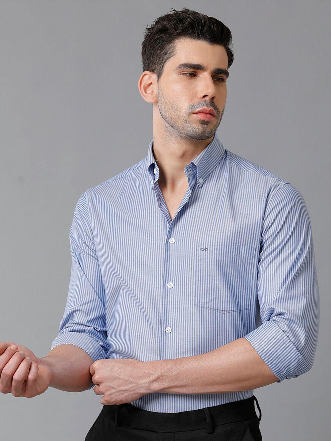 aldeno comfort regular fit vertical striped button-down collar formal pure cotton shirt