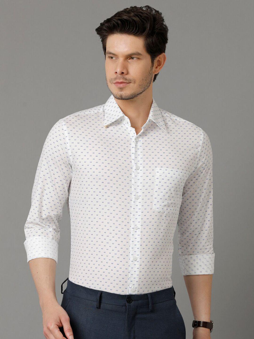 aldeno geometric printed relaxed regular fit pure cotton formal shirt