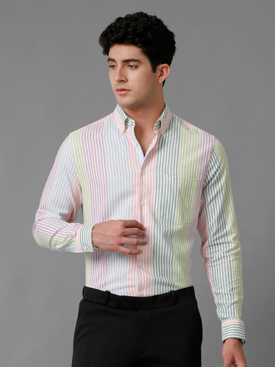 aldeno india slim fit striped pure cotton casual shirt