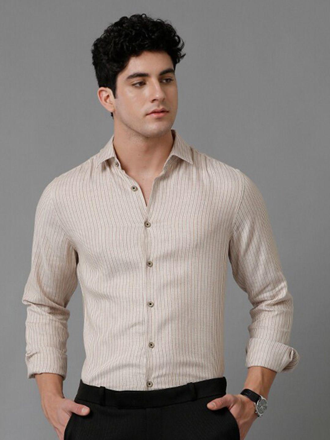 aldeno india slim fit vertical striped formal shirt