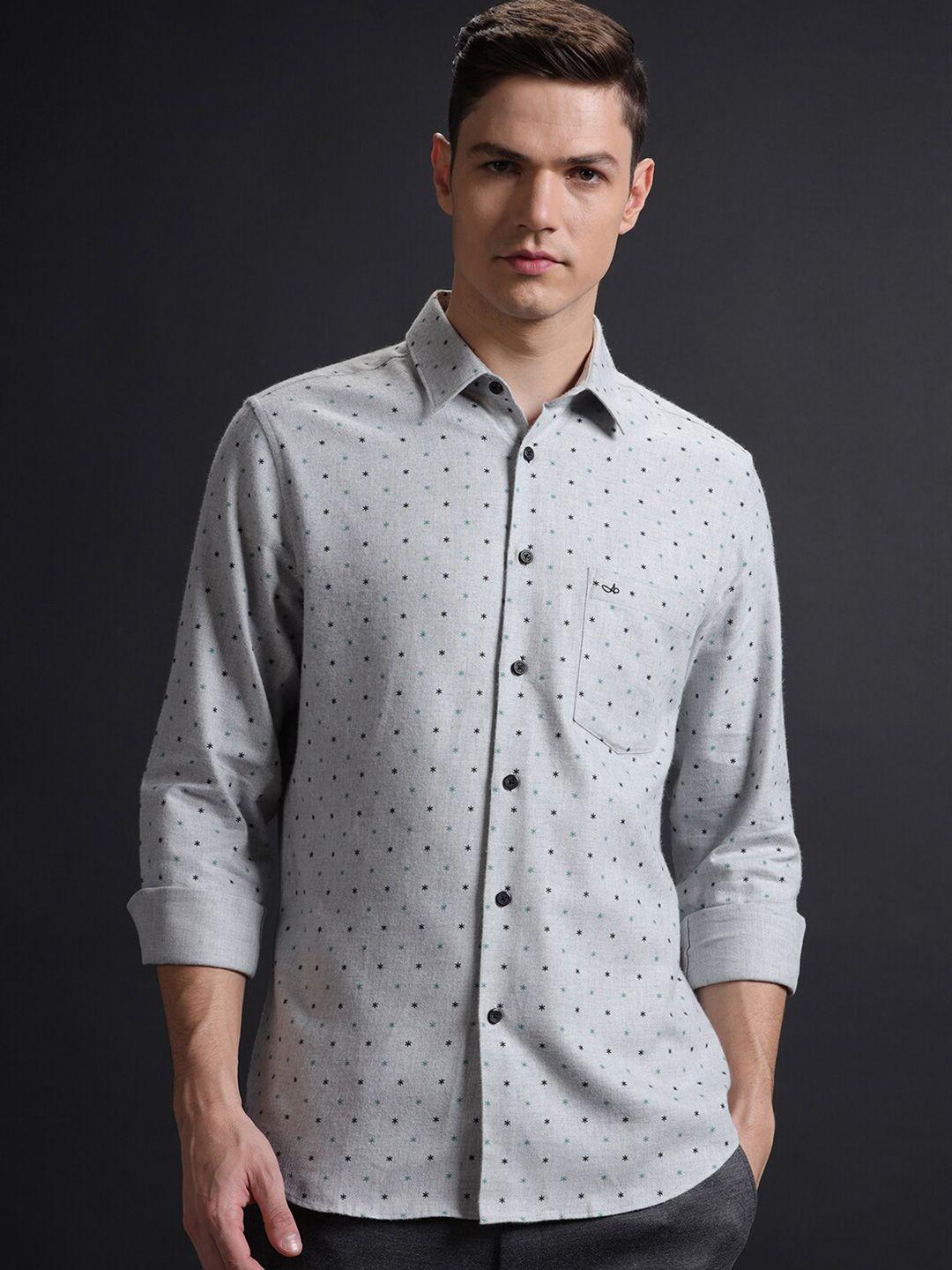 aldeno india slim micro ditsy printed spread collar pure cotton casual shirt