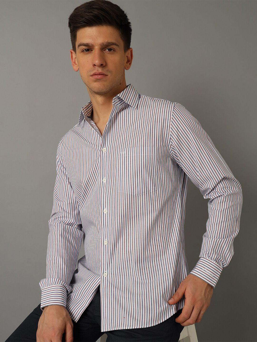 aldeno india slim slim fit opaque striped casual shirt