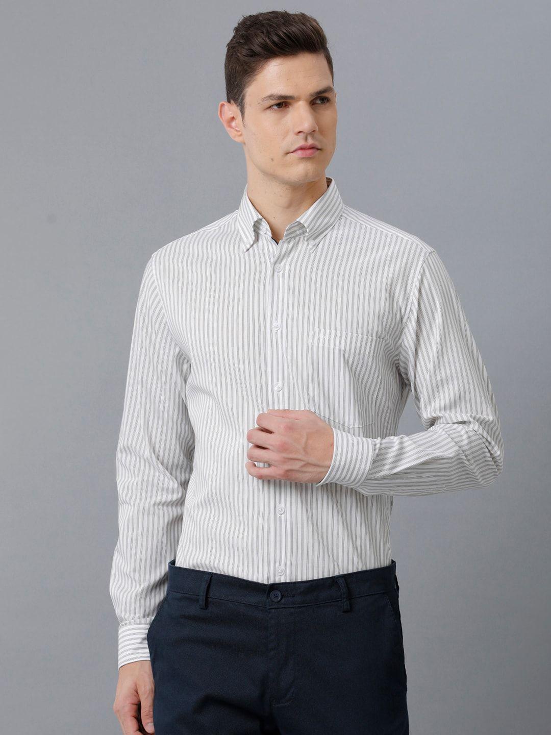 aldeno india slim vertical stripes button-down collar cotton casual shirt