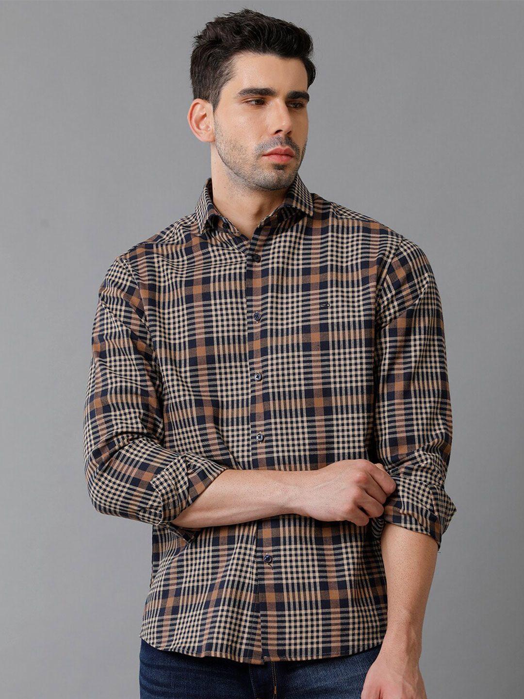 aldeno men multicoloured comfort tartan checks opaque checked casual shirt