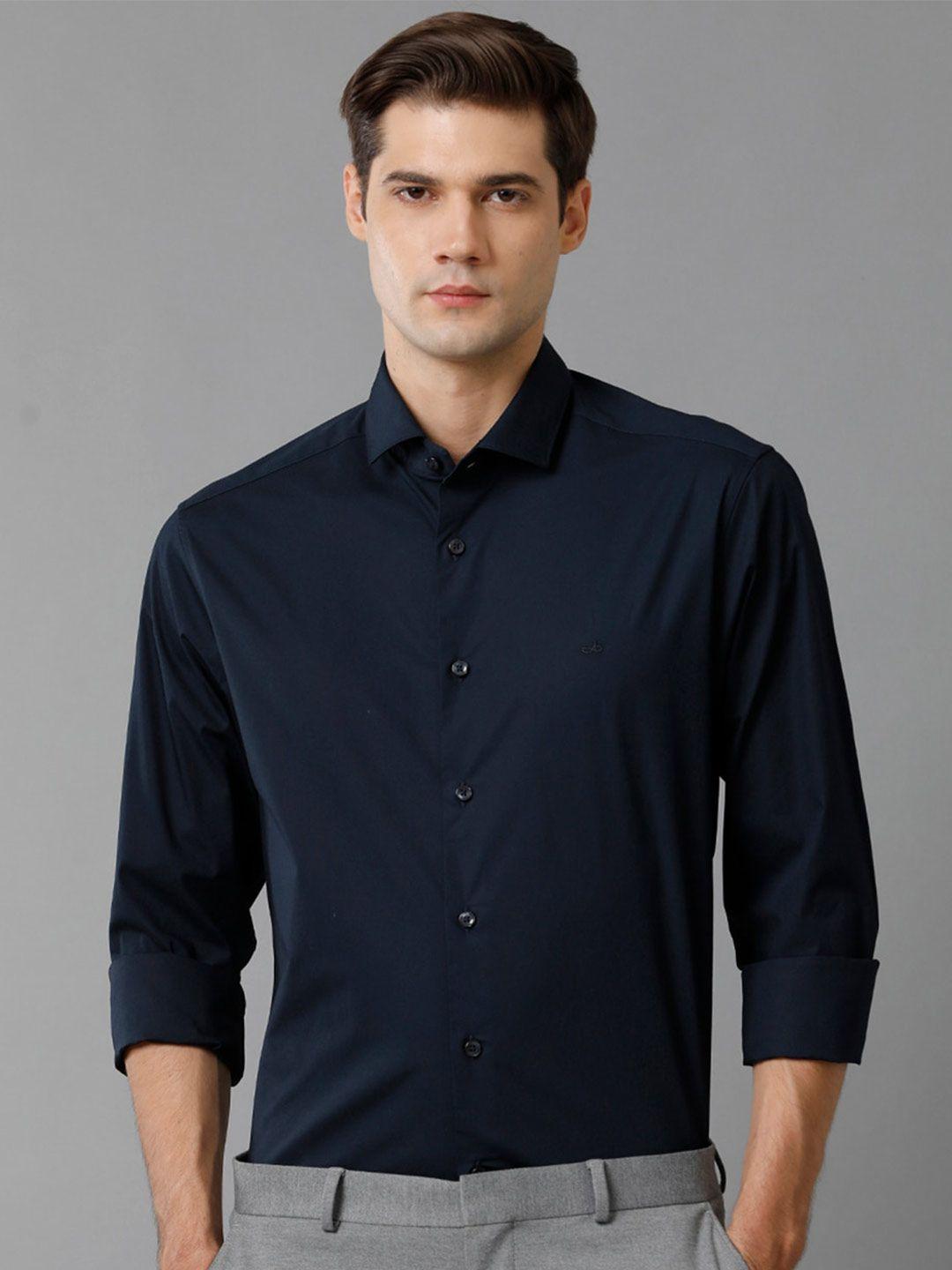 aldeno men navy blue comfort opaque casual shirt