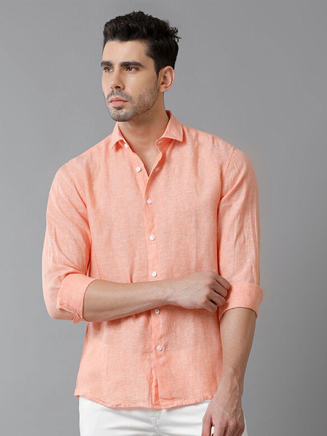 aldeno men orange comfort opaque casual shirt