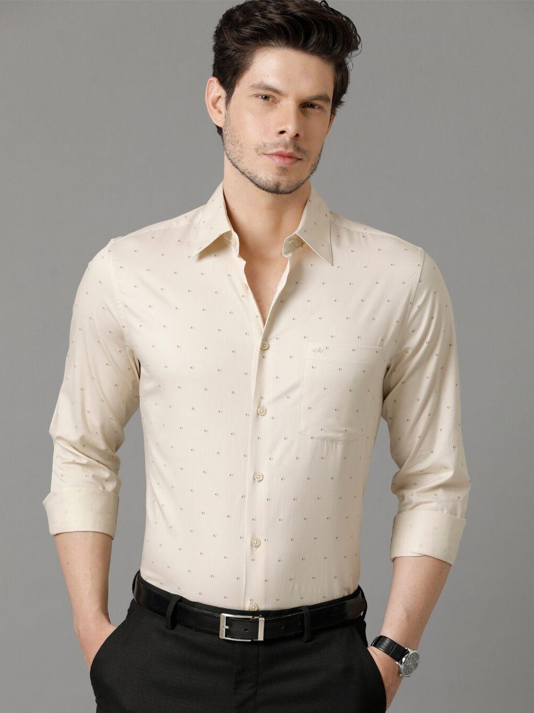 aldeno micro ditsy printed relaxed regular fit pure cotton formal shirt