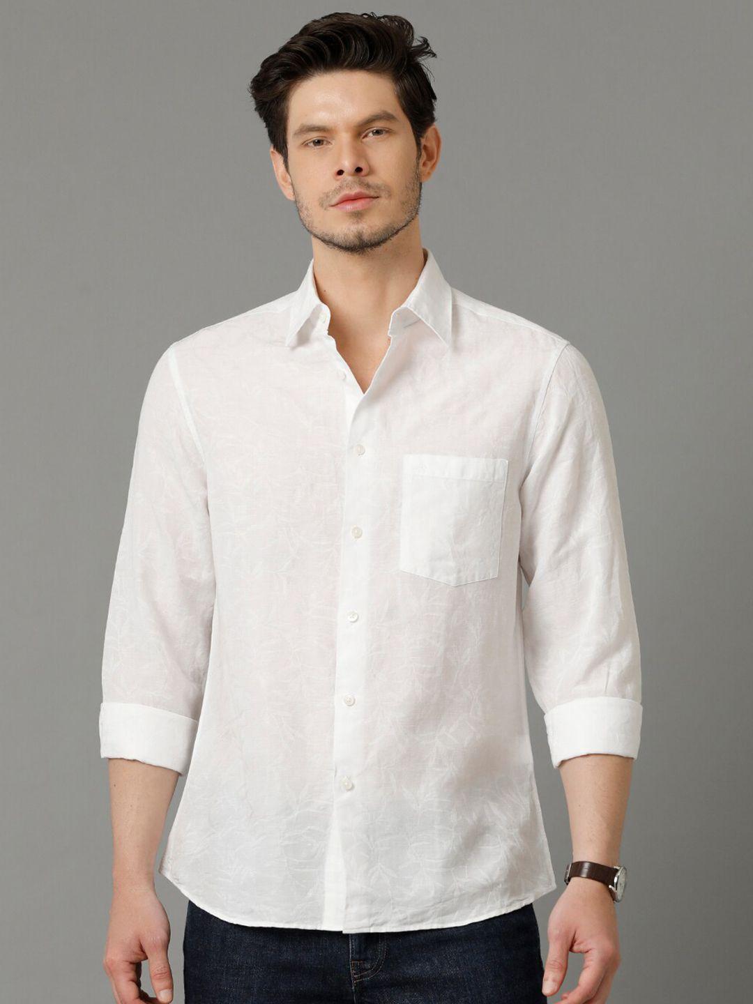 aldeno self design relaxed regular fit pure cotton casual shirt