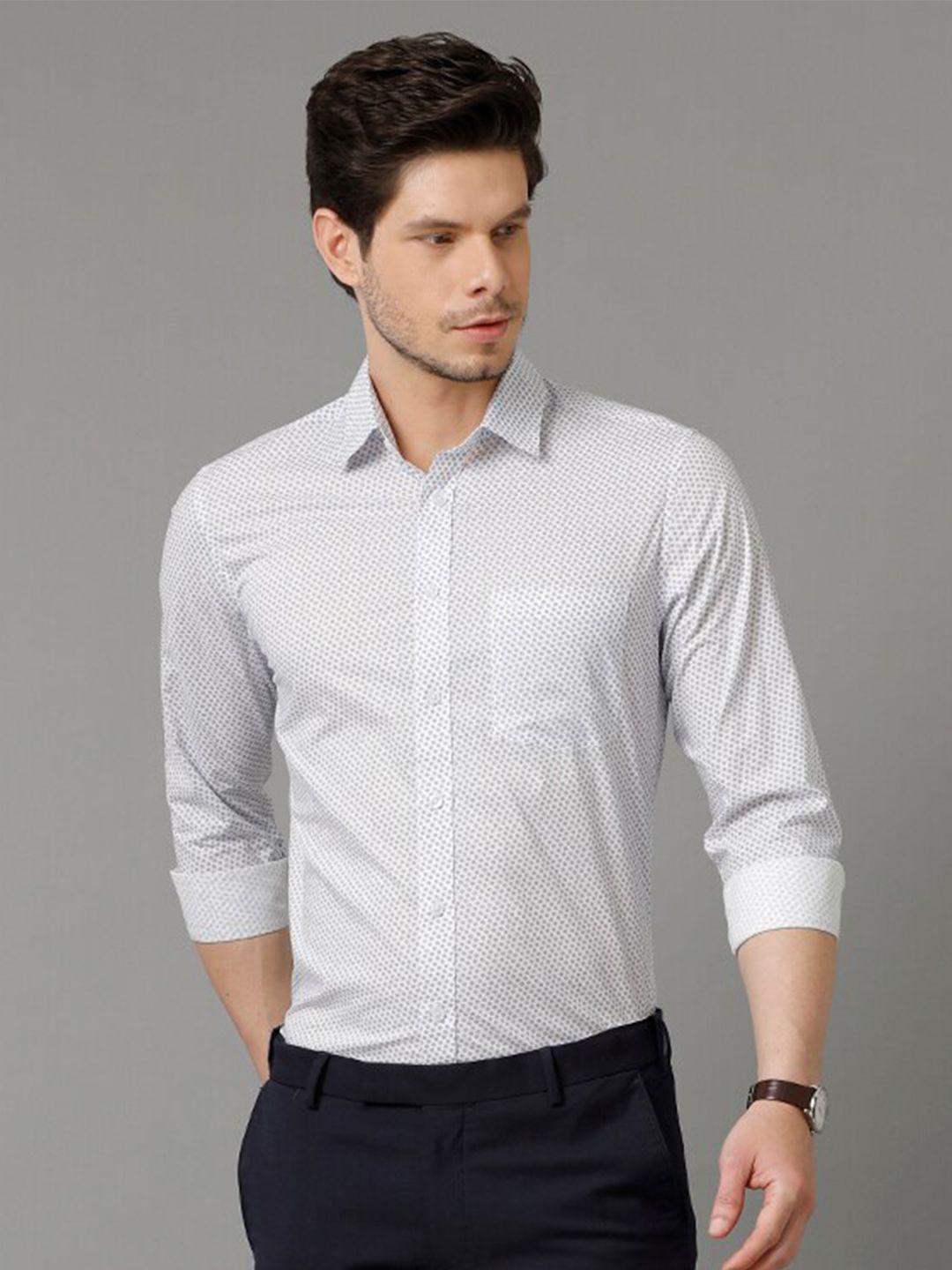 aldeno slim fit floral printed pure cotton formal shirt