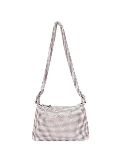 aldo banalia silver embellished medium shoulder handbag