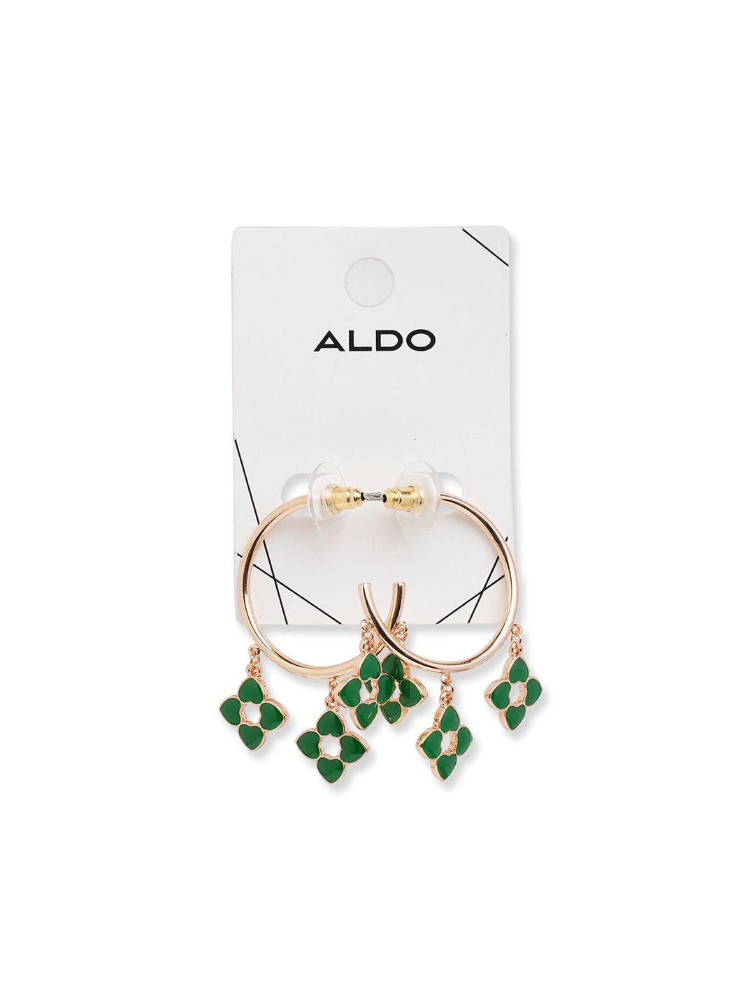 aldo brass artificial stones contemporary half hoop earrings