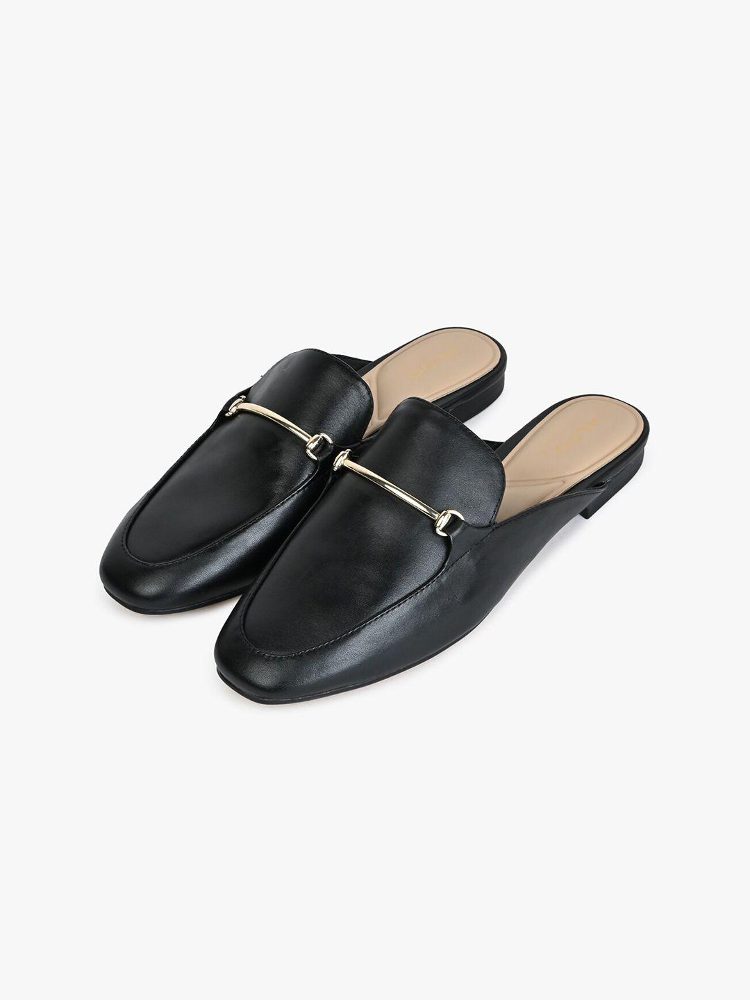 aldo buckle detailed leather mules