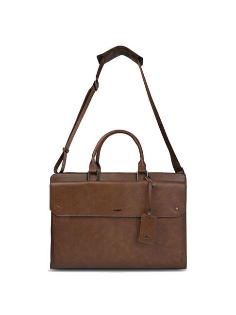 aldo edireth200029 brown synthetic textured laptop messenger bag