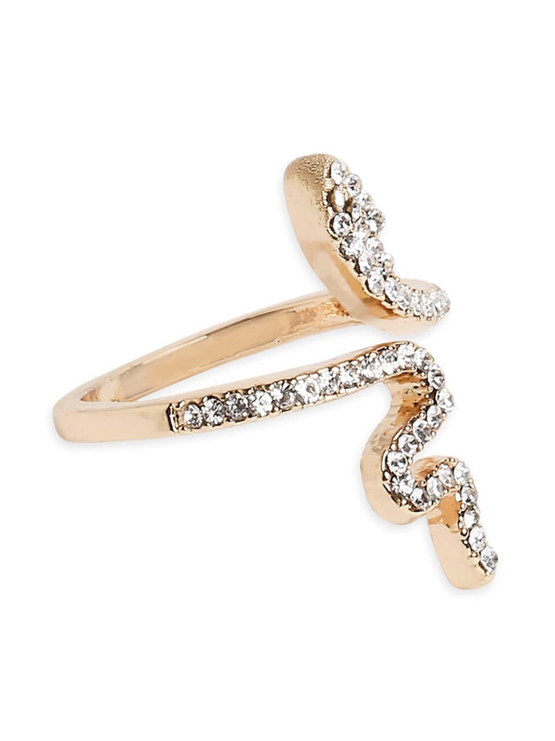 aldo gold-plated stone-studded adjustable finger ring