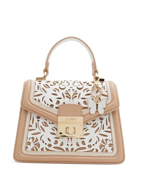 aldo kailyn beige synthetic cut work satchel handbag