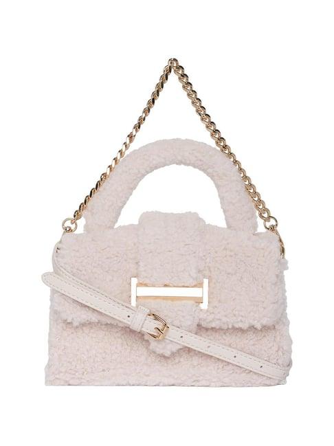 aldo laboheme white fur medium handbag