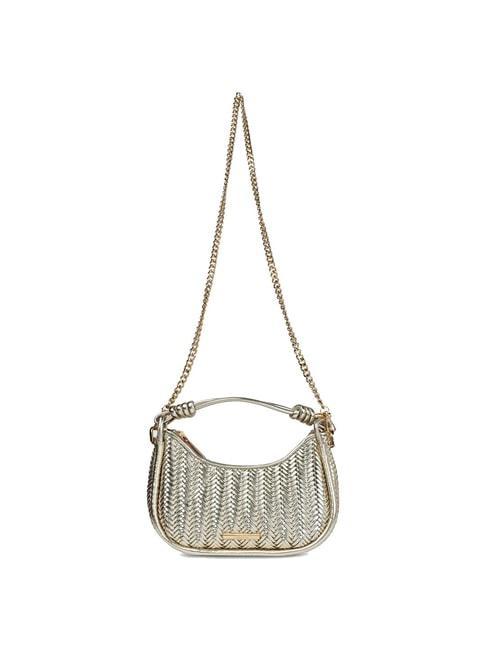 aldo malvina741029 champagne synthetic textured sling handbag