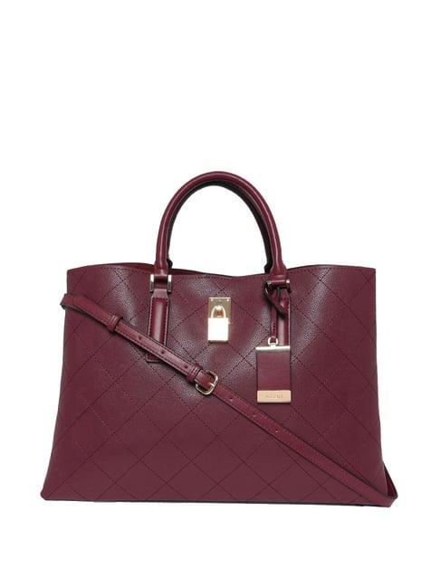 aldo maroon textured medium handbag