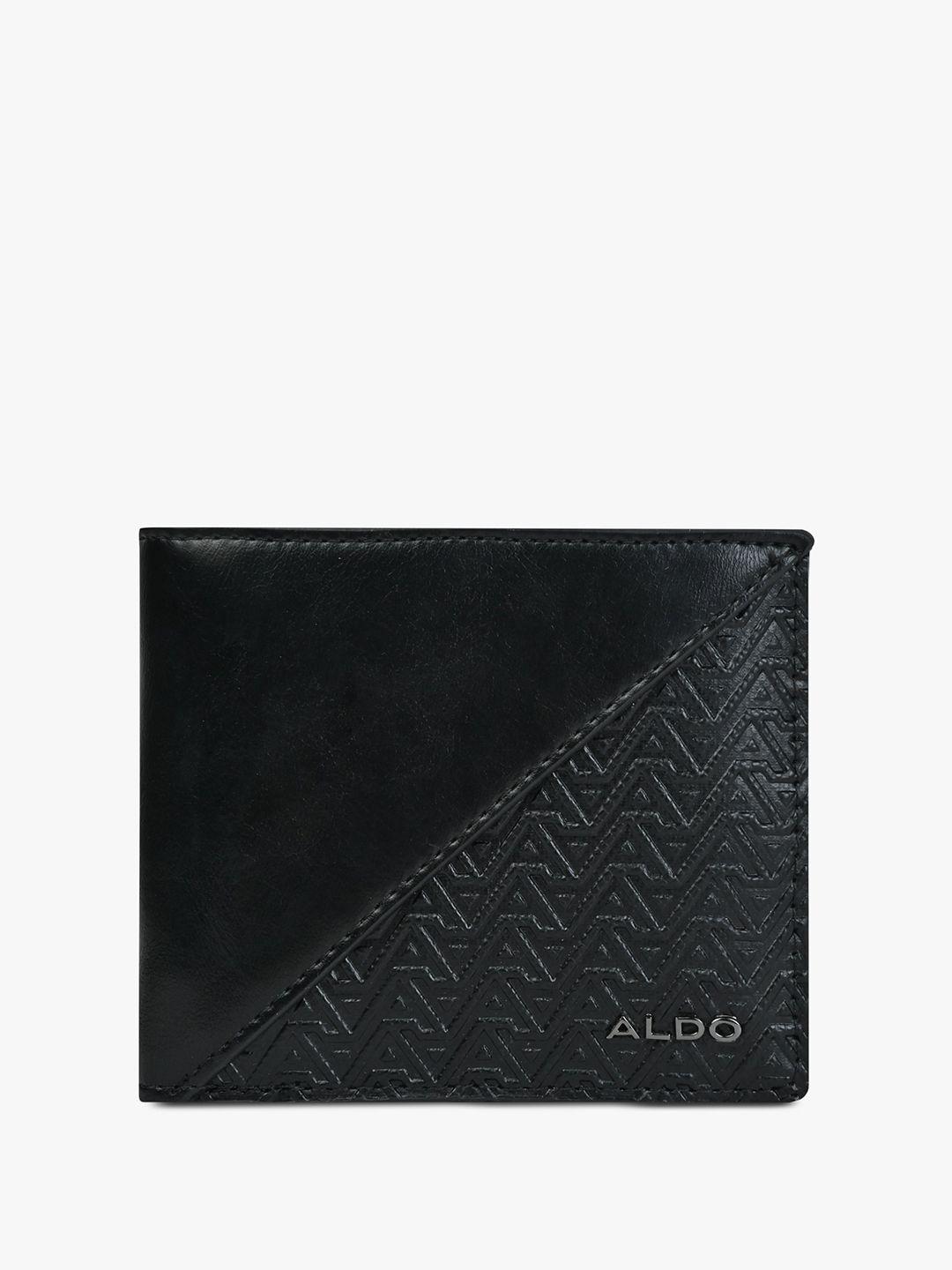 aldo men geometric textured two fold wallet