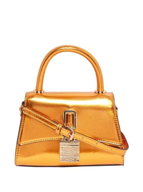 aldo orange solid medium satchel handbag