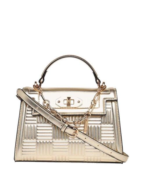 aldo palette710 golden textured medium handbag