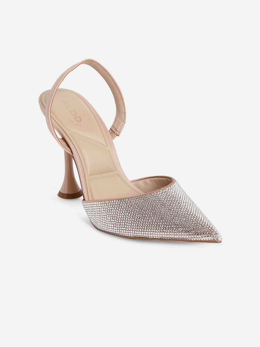 aldo pointed toe embellished party leather mules with backstrap