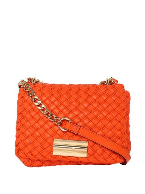 aldo rattani801 orange textured small sling handbag