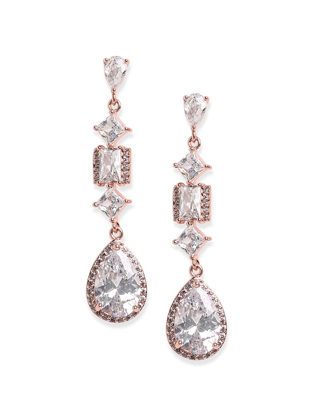 aldo rose gold-plated artificial stones contemporary drop earrings