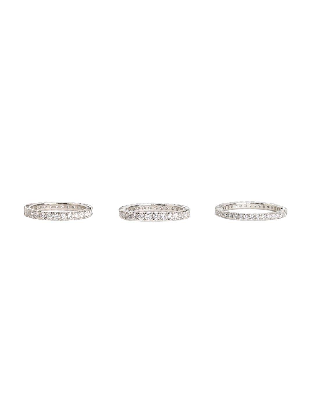 aldo set of 3 embellished contemporary stackable finger rings