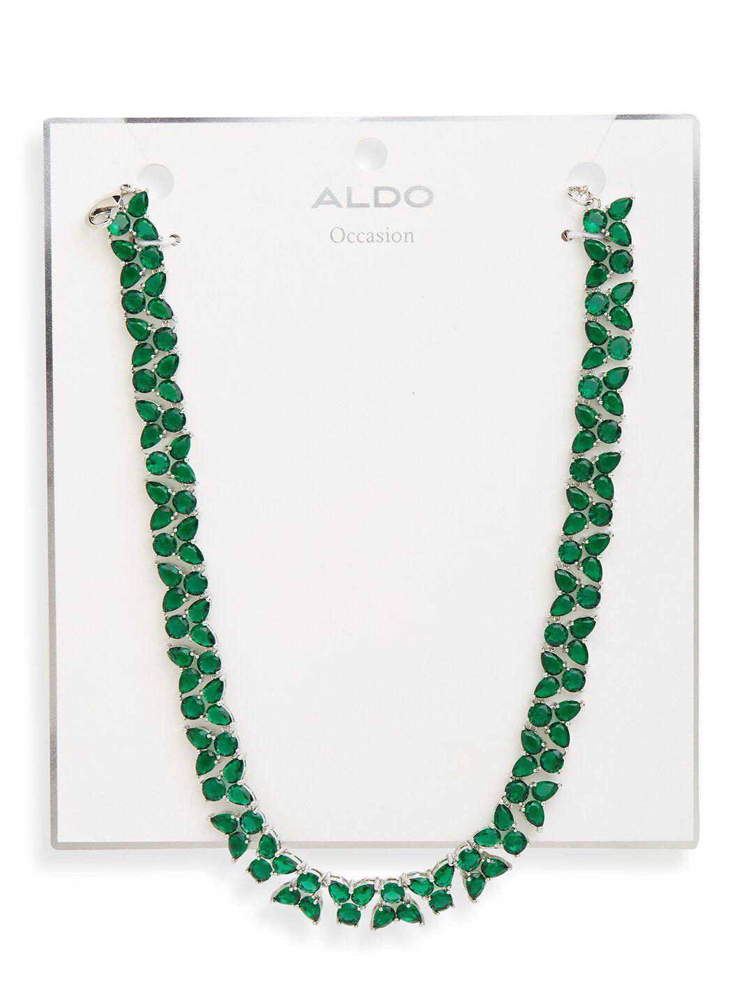 aldo silver-plated stone studded necklace