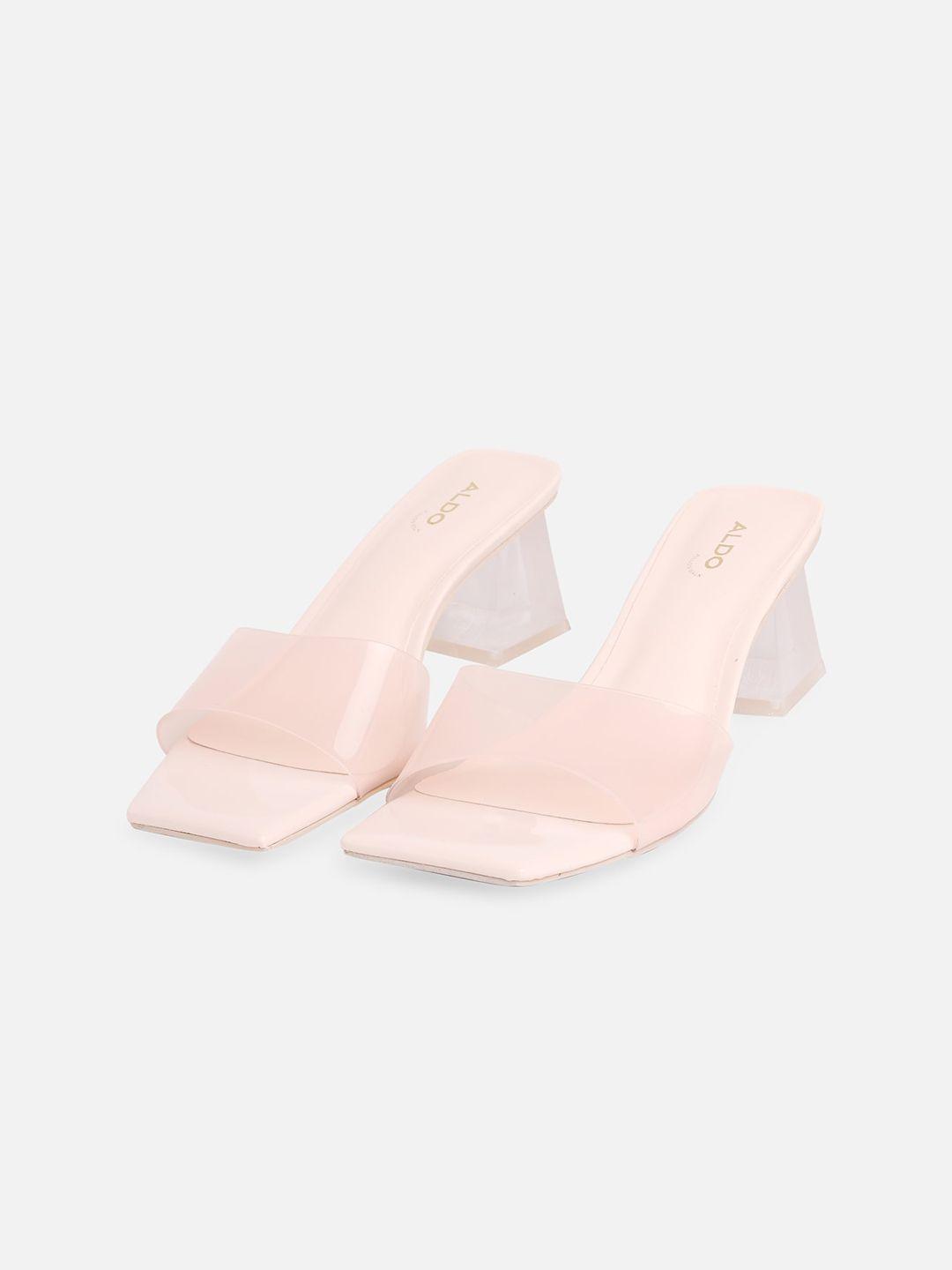 aldo square toe block mules heels