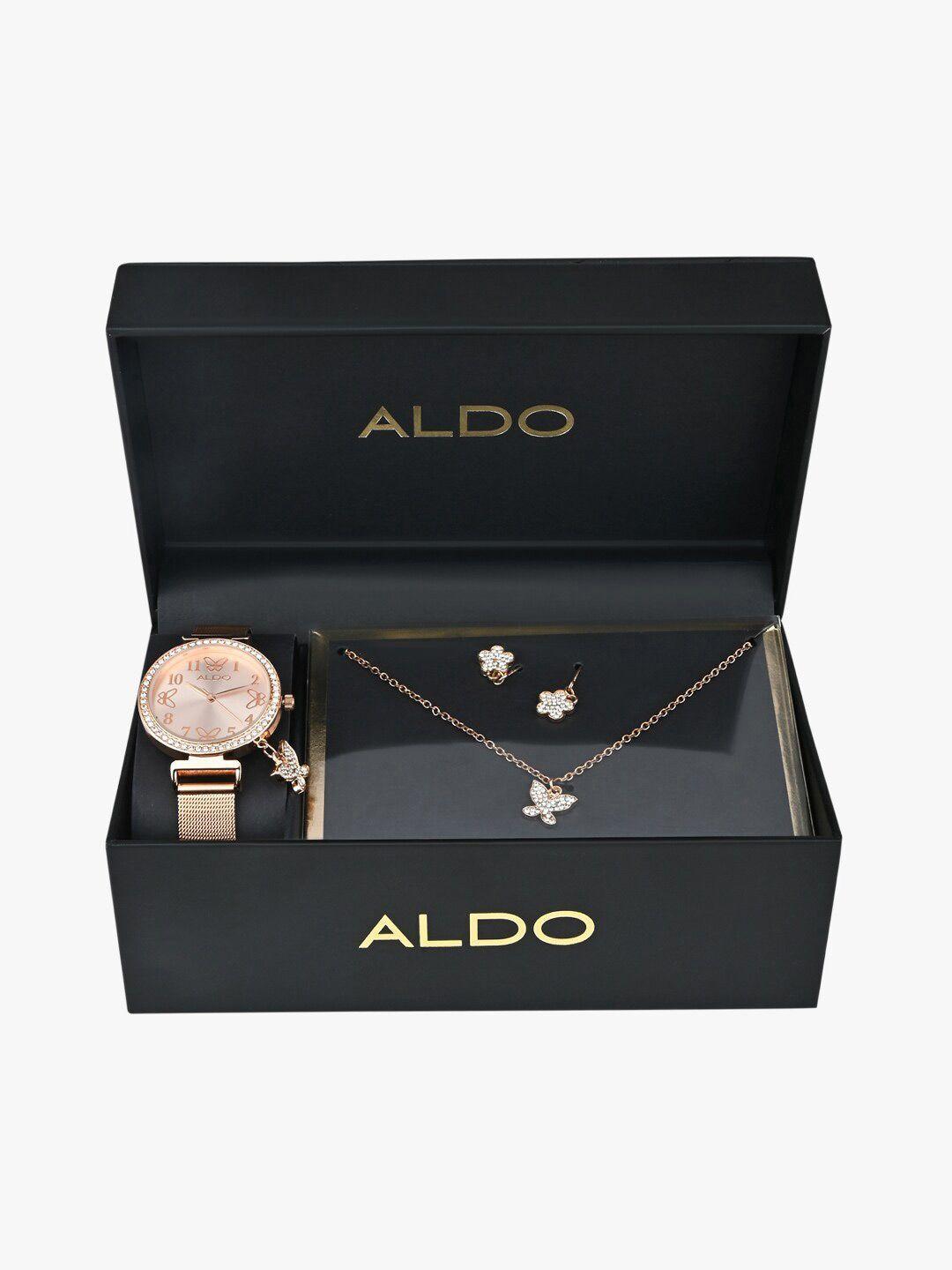 aldo women embellished dial watch gift set abilith653
