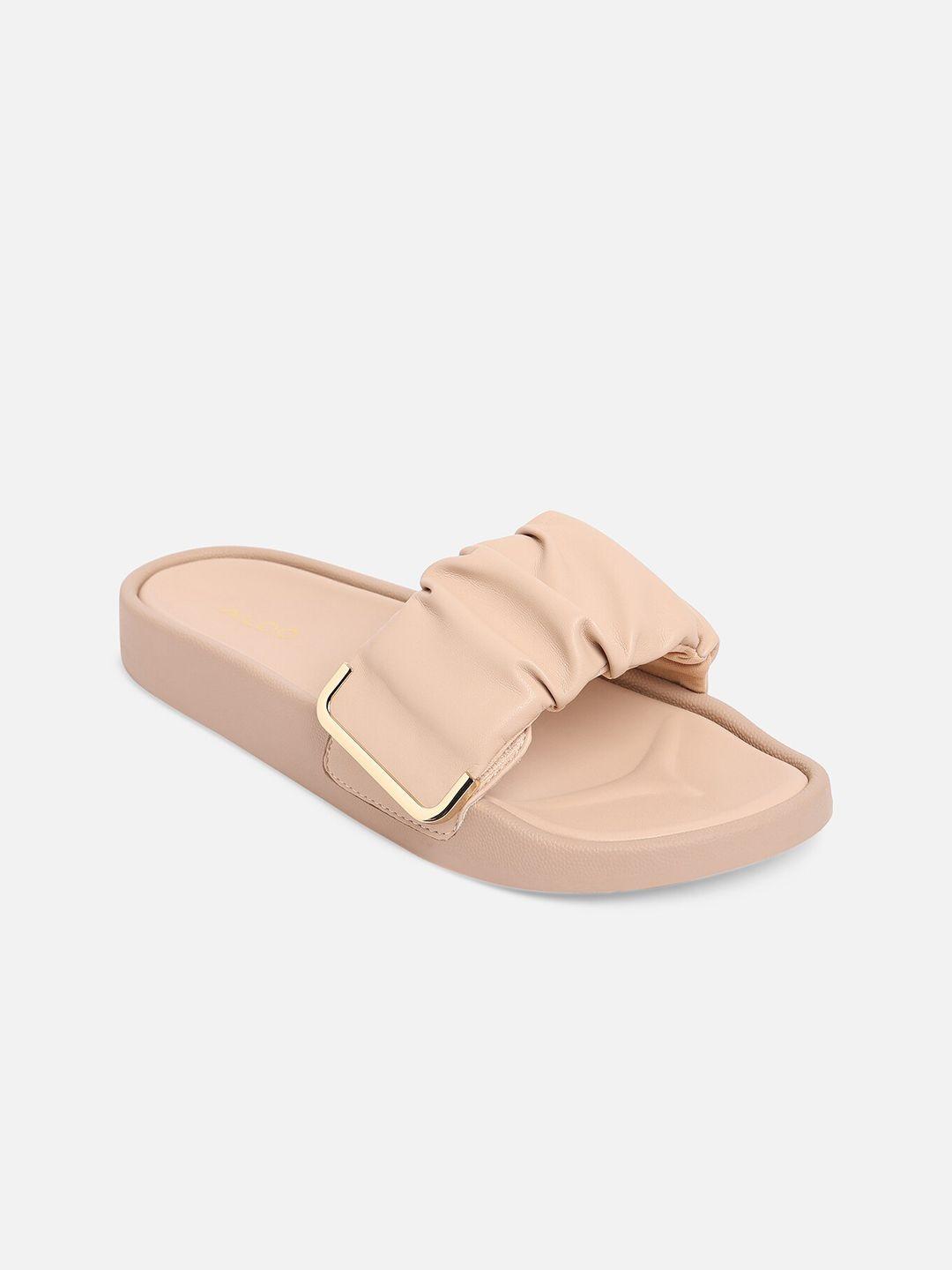 aldo women peach-coloured open toe flats