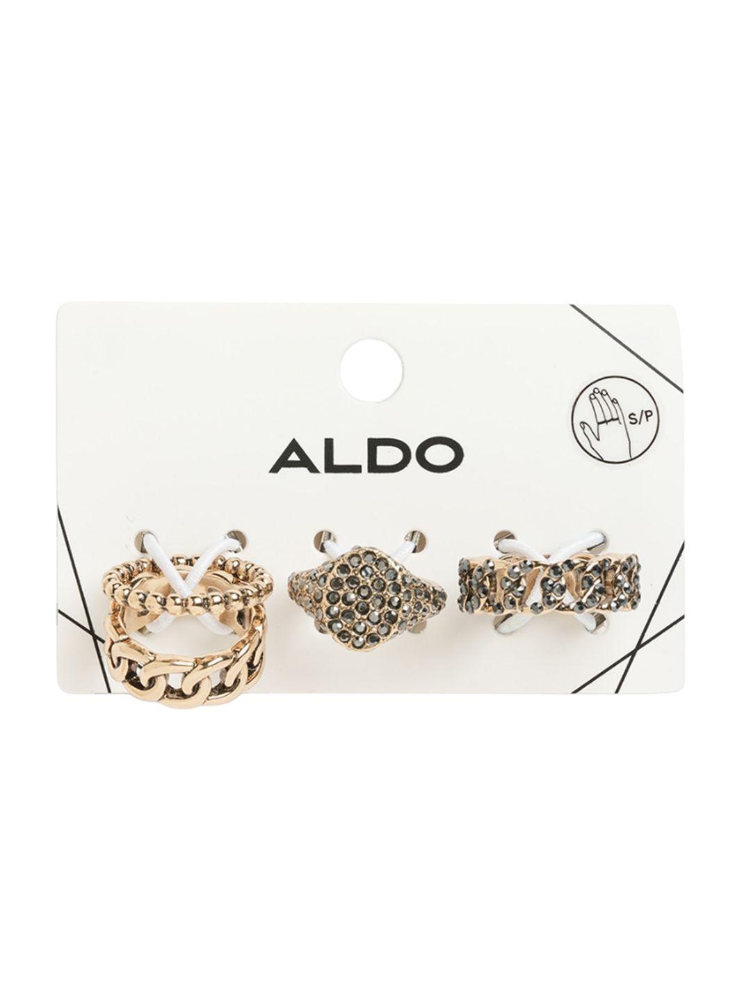 aldo women set of 4 stone studded finger rings
