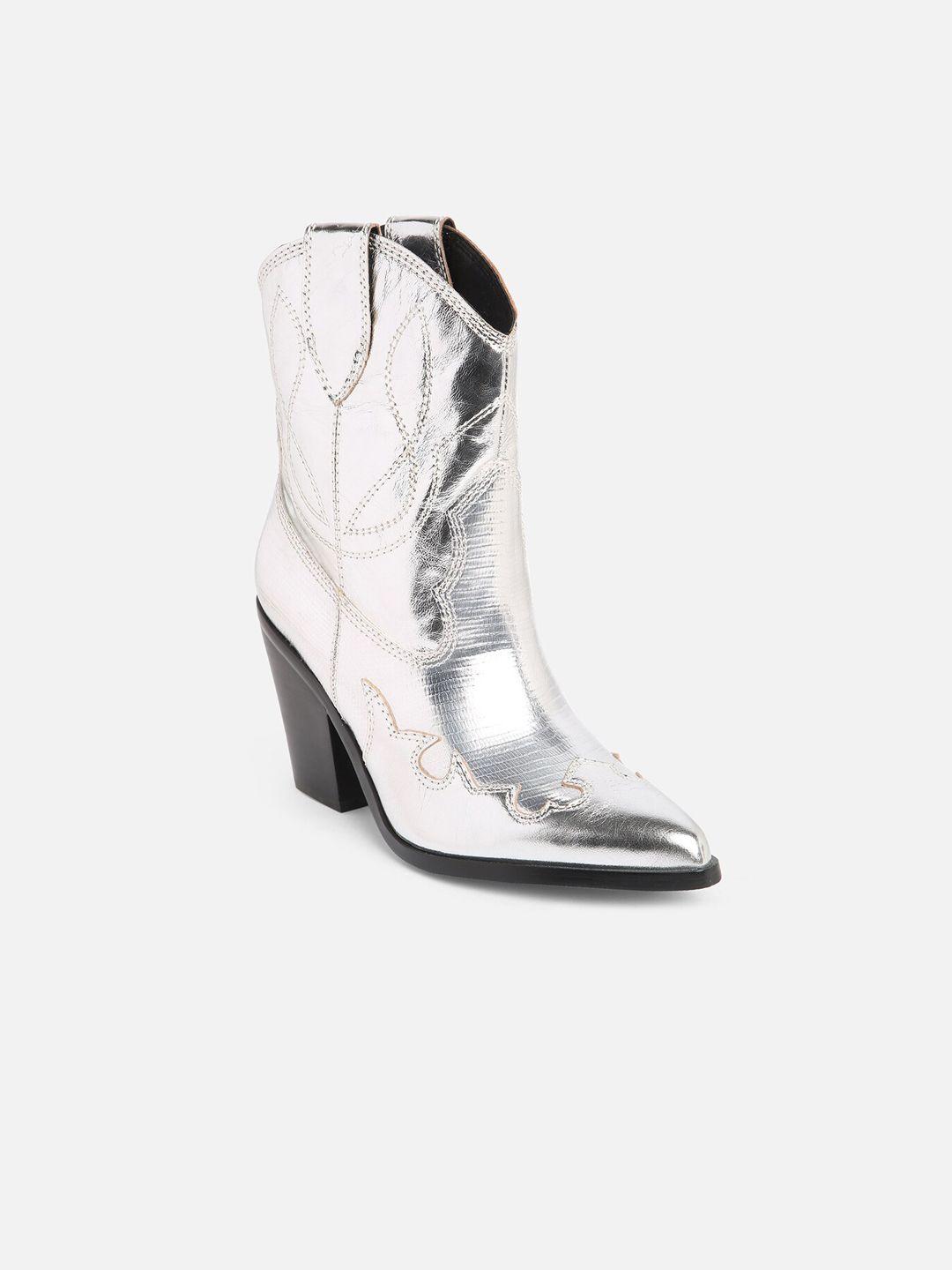 aldo women textured mid top block heel leather cow boy boots