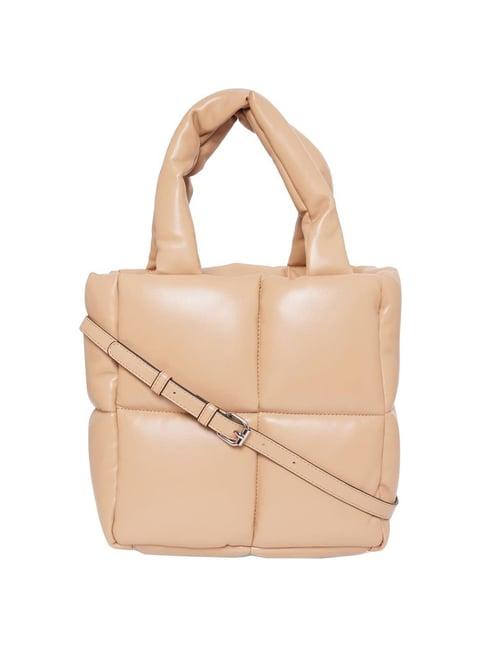 aldo beige quilted medium tote handbag