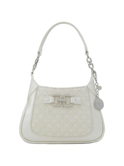 aldo beige textured medium shoulder handbag