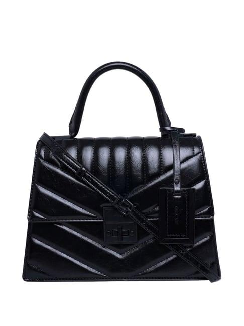 aldo black quilted medium satchel handbag