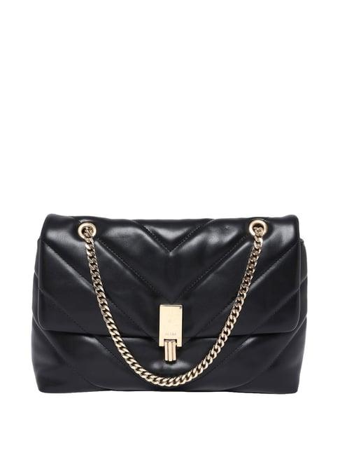 aldo black quilted medium sling handbag