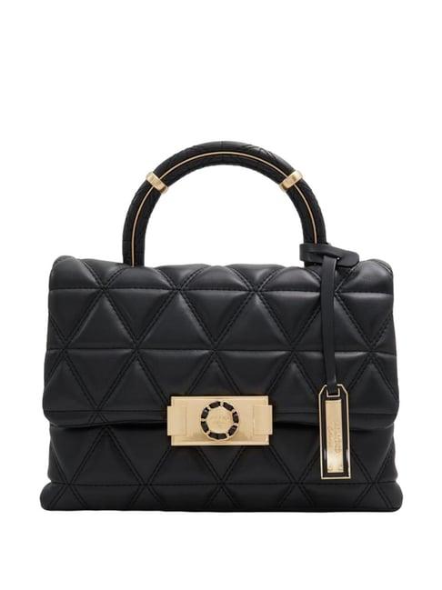 aldo black quilted small satchel handbag