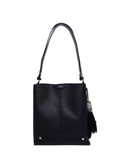 aldo black solid medium shoulder bag