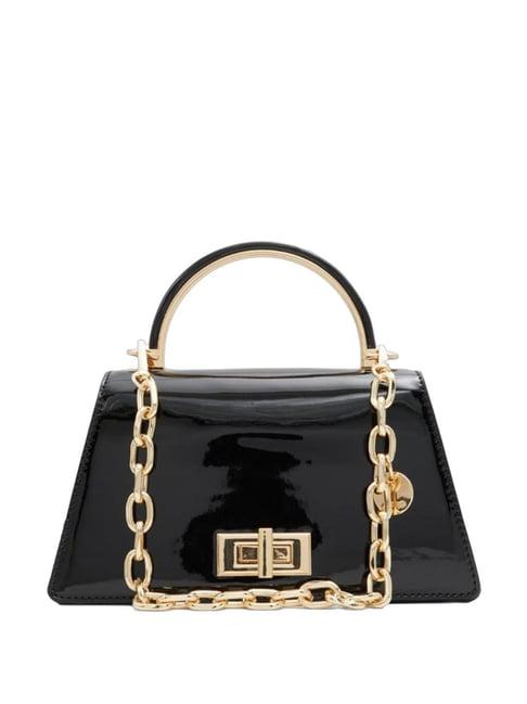 aldo black solid small satchel handbag