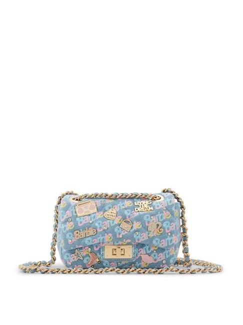 aldo blue & pink printed small sling handbag