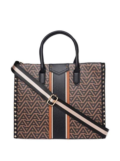 aldo brown printed medium tote handbag