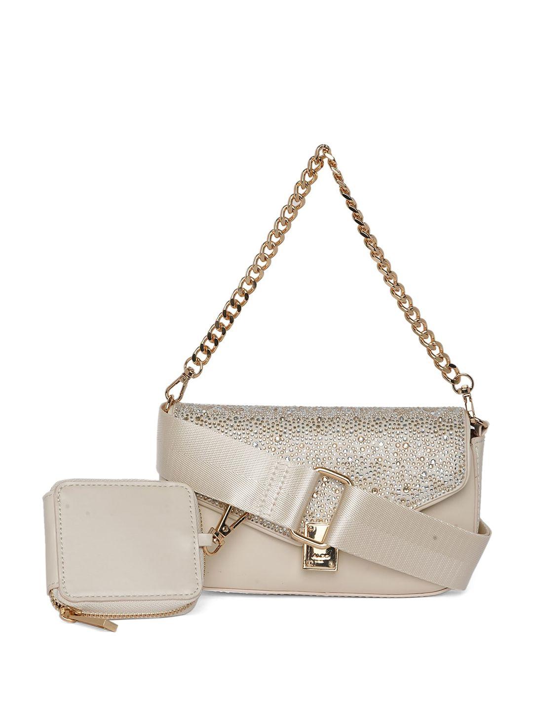 aldo embellished structured handheld bag with pouch