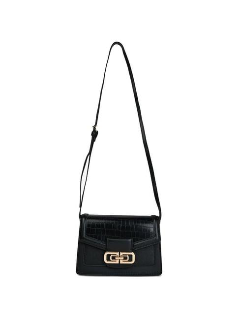 aldo ergin001029 black synthetic textured sling handbag